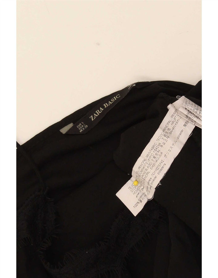 Женский укороченный топ на бретельках Zara UK 16, большой черный полиэстер