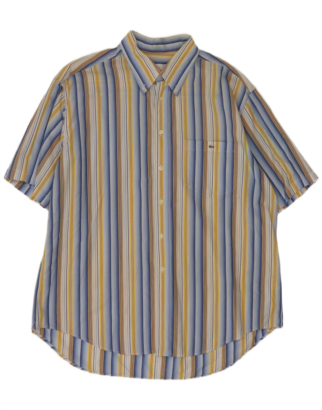 Мужская рубашка с коротким рукавом Lacoste, размер 46, 2XL, разноцветная полоска