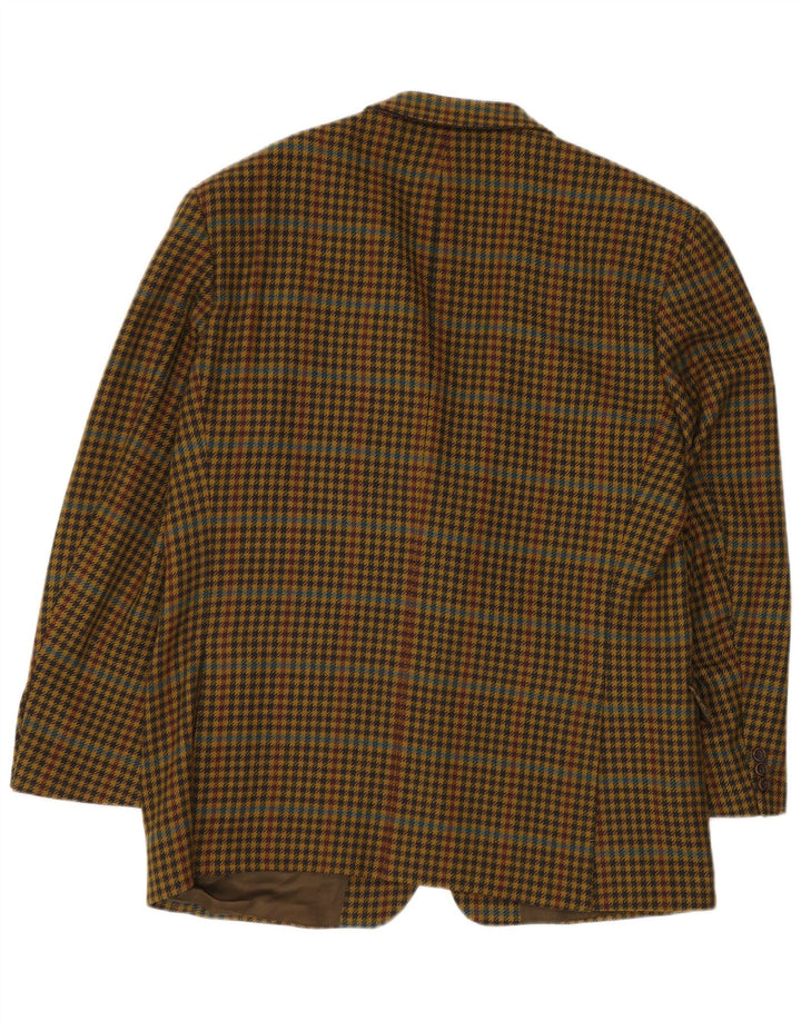 Мужской пиджак HUGO BOSS на 2 пуговицах EU 56 3XL Желтый с узором "гусиные лапки"