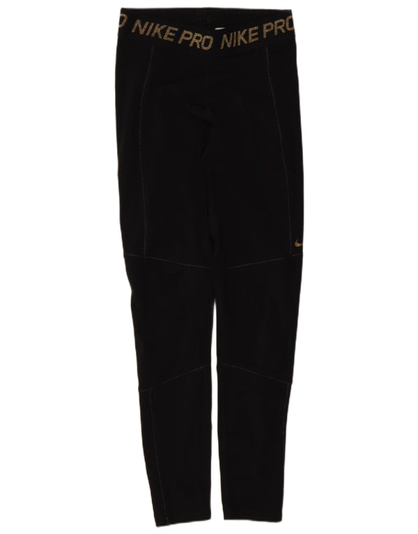 Женские леггинсы с рисунком Nike Dri Fit UK 12, средние, черные