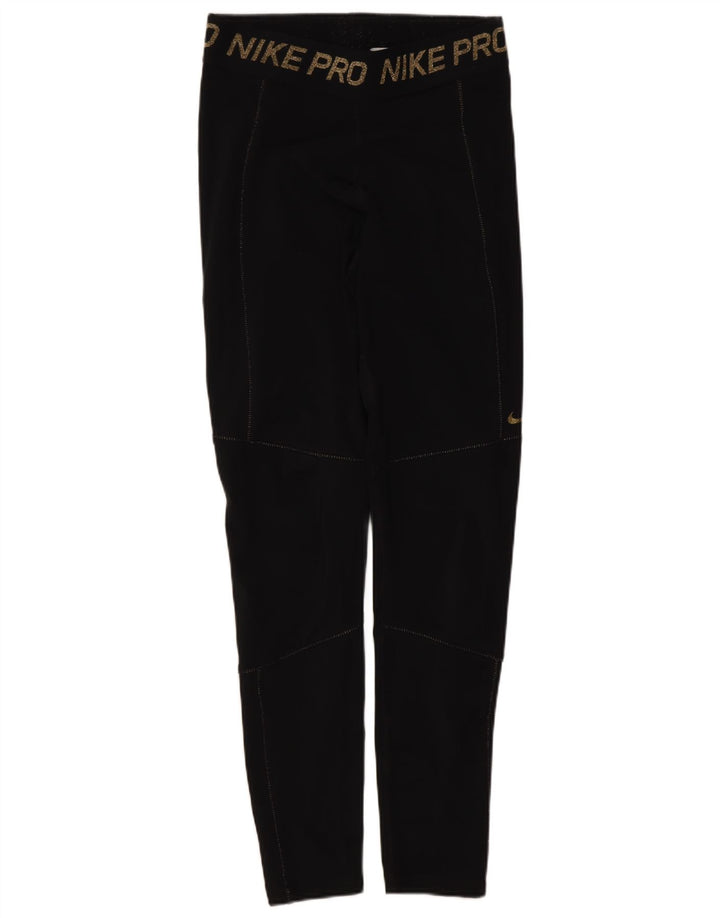 Женские леггинсы с рисунком Nike Dri Fit UK 12, средние, черные