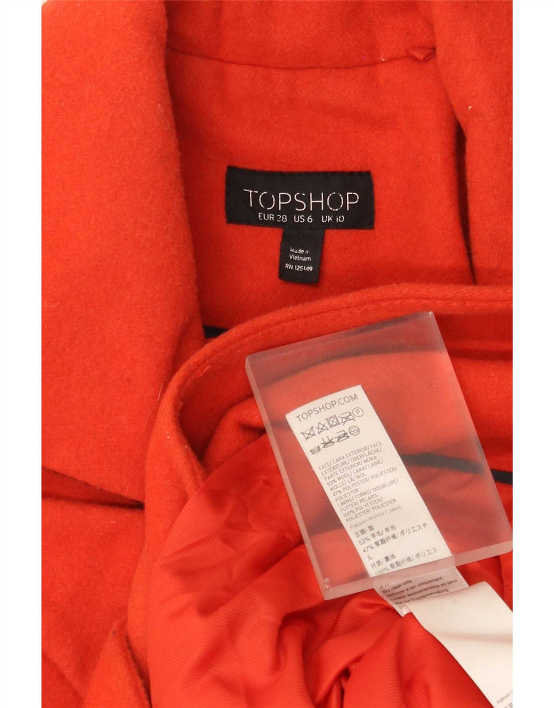 Topshop Женское двубортное пальто UK 10 маленькое оранжевое из шерсти