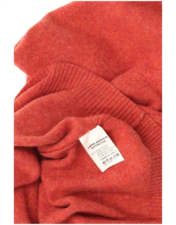 Винтажный женский джемпер с v-образным вырезом, Великобритания 12, средний розовый цвет из мериносовой шерсти