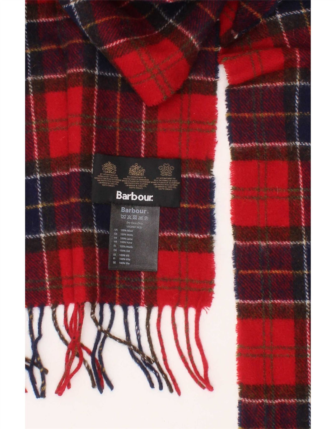 Мужской прямоугольный шарф Barbour, один размер, красный, классический, в клетку