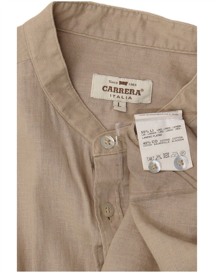 Мужская рубашка Carrera, большая, бежевая, льняная