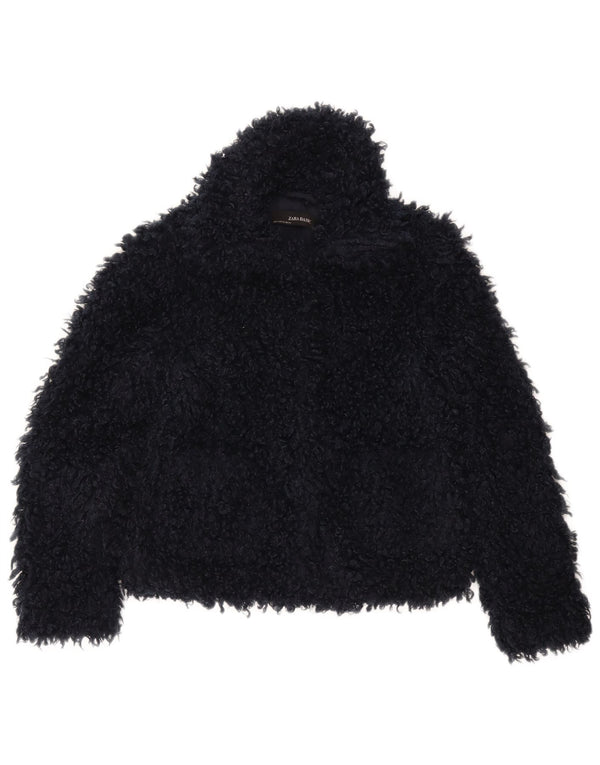 Женская куртка оверсайз из искусственного меха Zara UK 6 XS, темно-синий полиэстер