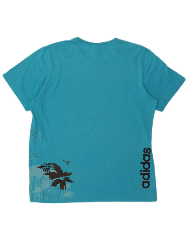 Adidas Mens Graphic T-Shirt Top XL Blue Cotton