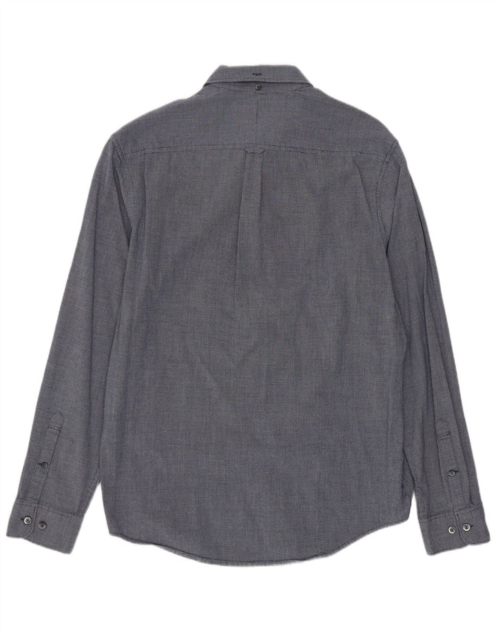 Мужская рубашка узкого кроя Penguin Heritage среднего размера, темно-синяя, из искусственного шелка с геометрическим рисунком