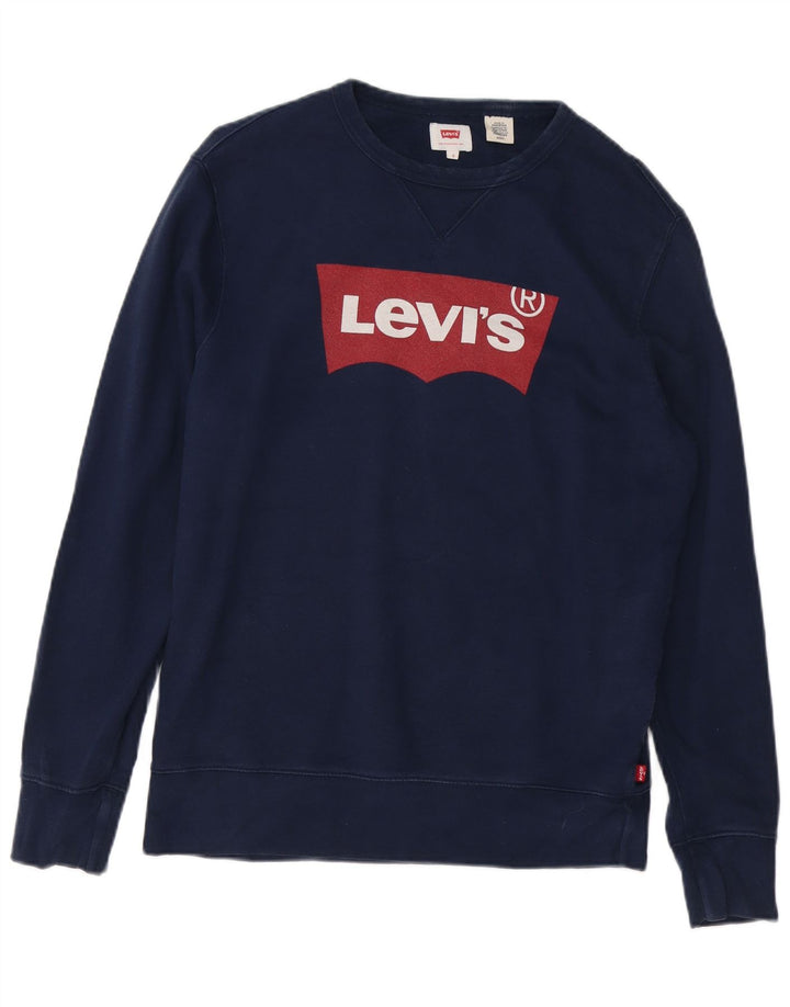 Мужской свитшот с рисунком LEVI'S, маленький темно-синий, хлопковый
