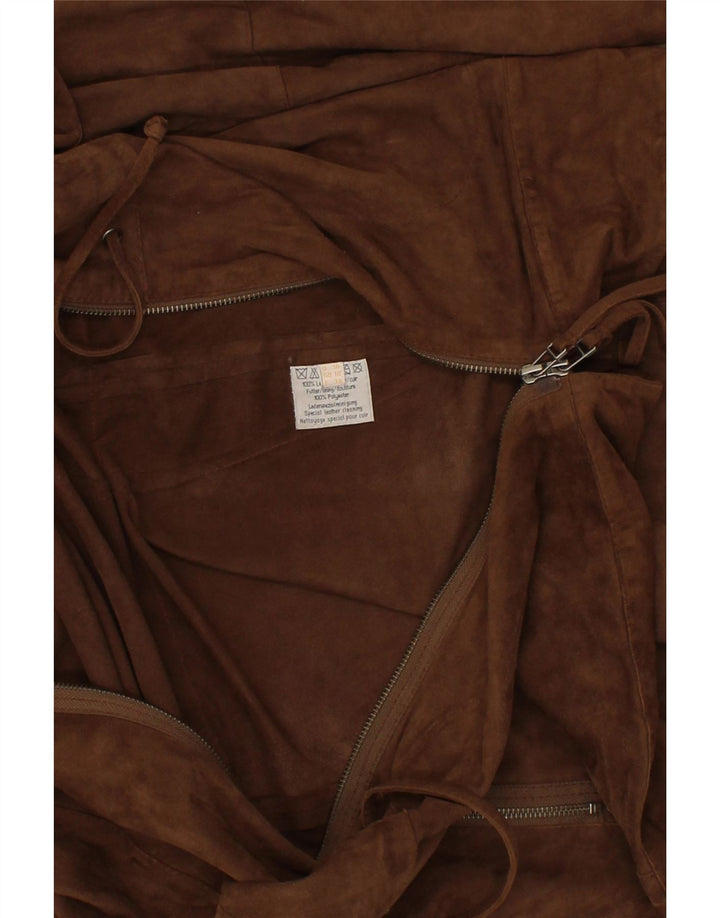 BIBA Womens Leather Coat UK 10 Small Brown Leather Vintage Biba and Second-Hand Biba from Messina Hembry 