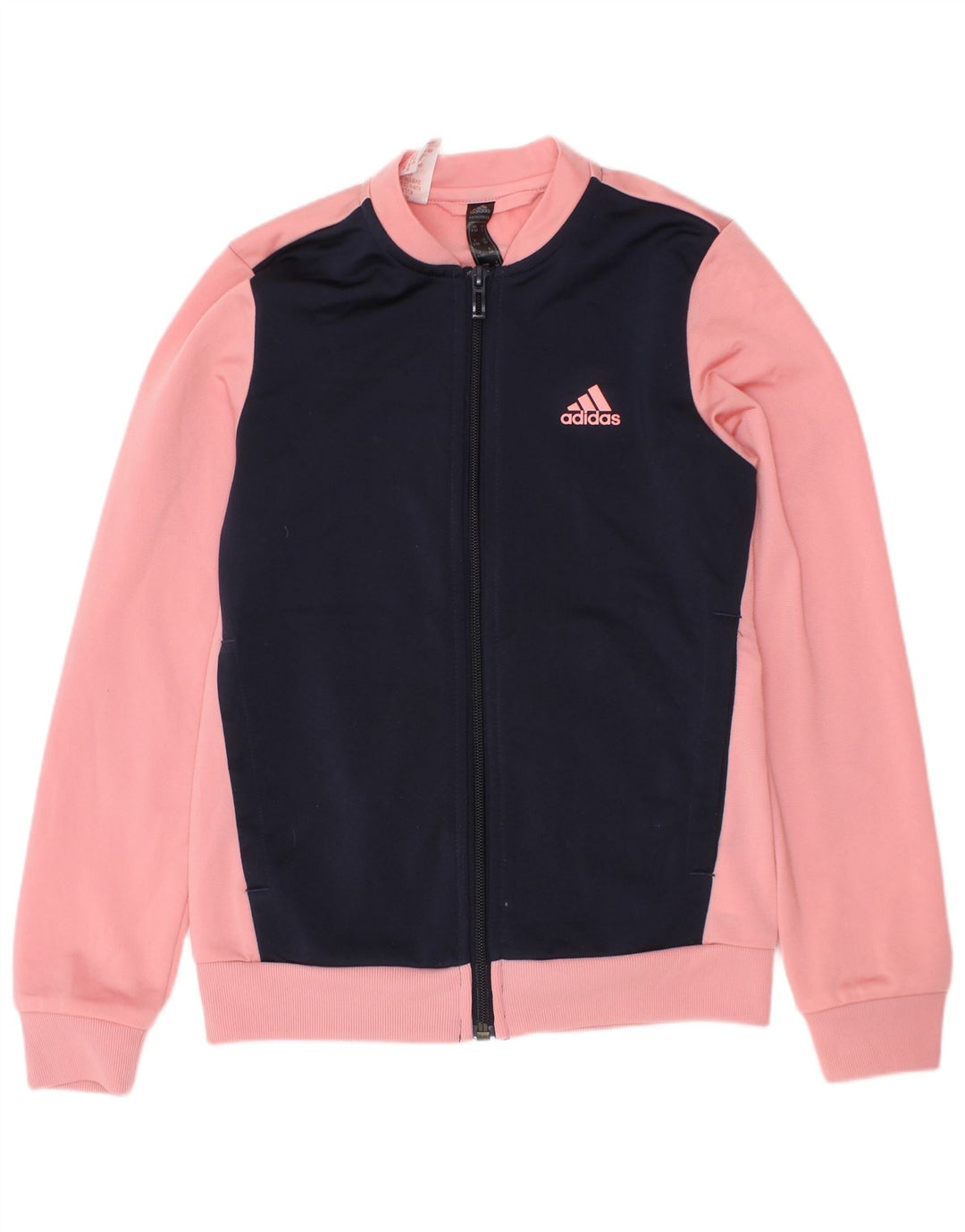 Спортивный костюм Adidas для девочек, верхняя куртка 9–10 лет, розовый полиэстер с цветными блоками