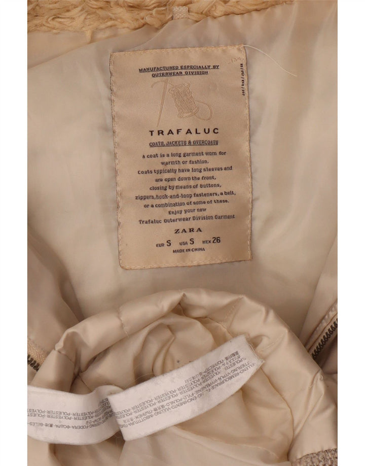 Женский утепленный жилет с капюшоном Zara UK 10, маленький размер, бежевый из полиэстера