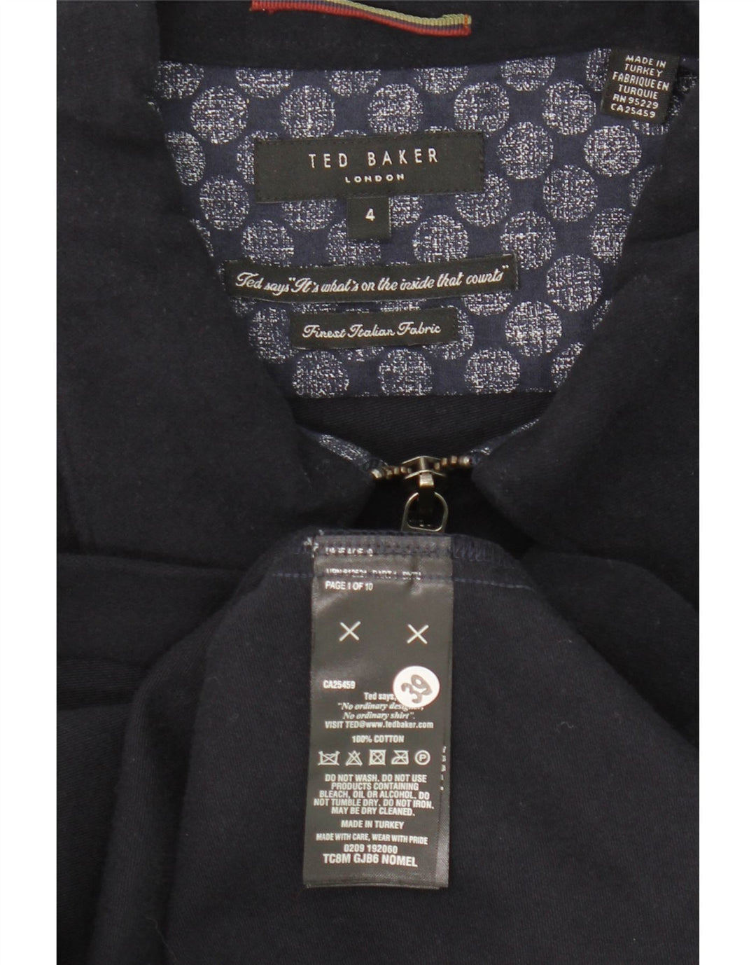 Мужской бомбер Ted Baker, размер 4, большой, темно-синий, хлопок