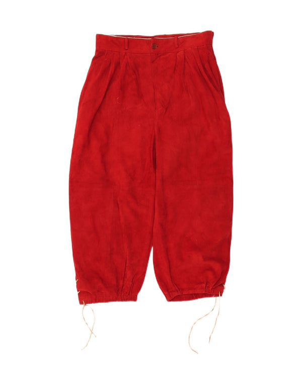 Винтажные женские замшевые капри с высокой талией W26 L19, красные ретро