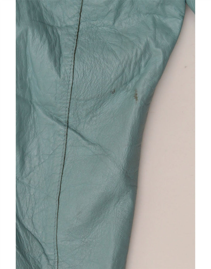 Винтажное женское кожаное болеро с рукавом 3/4 IT 42 Medium Blue Leather