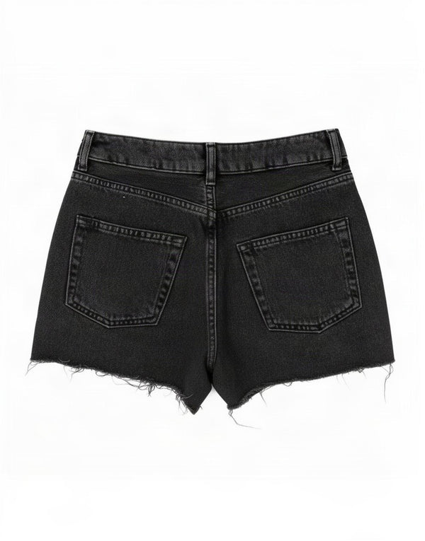 Topshop Женские джинсовые шорты Mom UK 8, маленькие W26, черные хлопковые