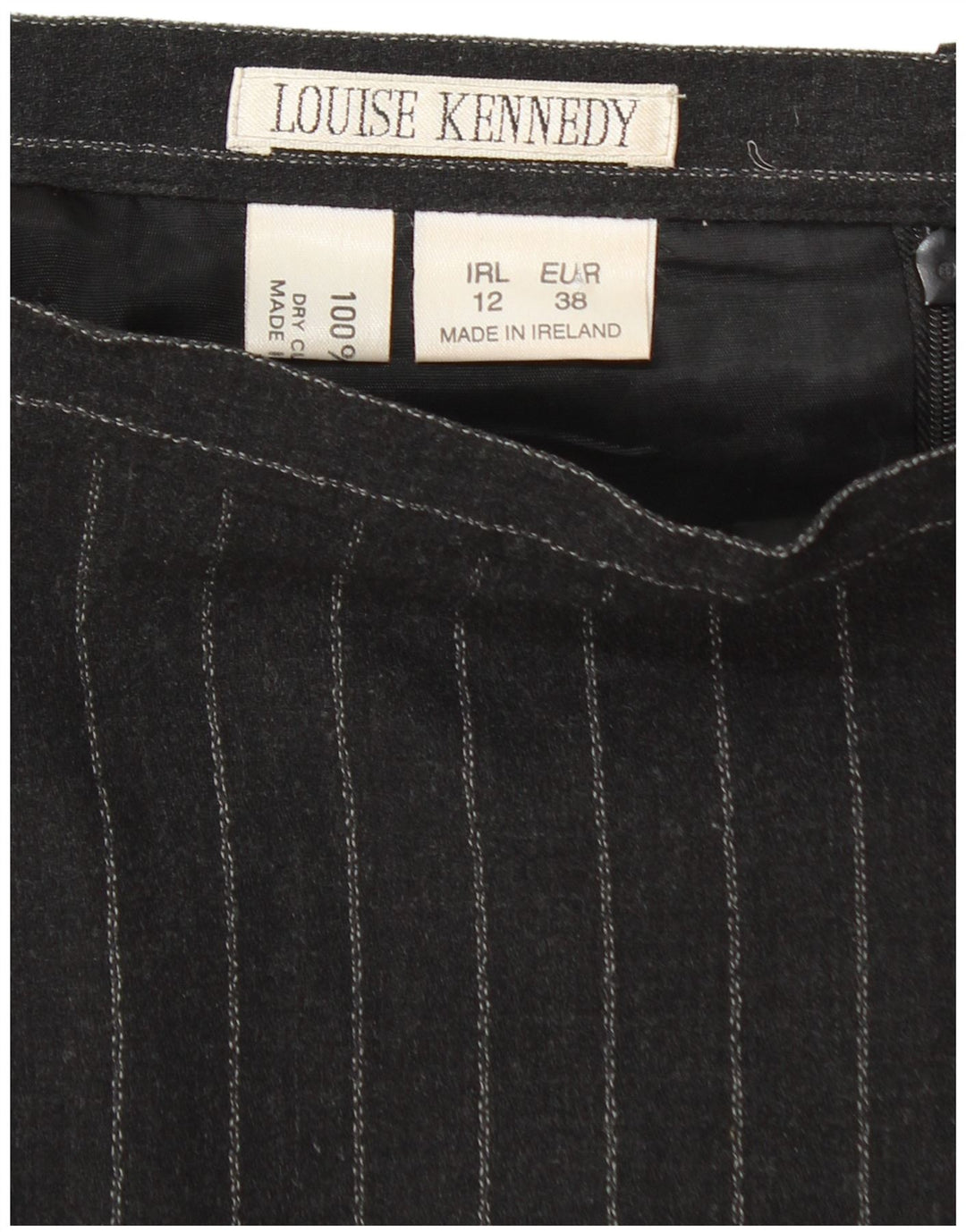 LOUISE KENNEDY Женская юбка-карандаш EU 38 Medium W28 Черная шерсть в тонкую полоску