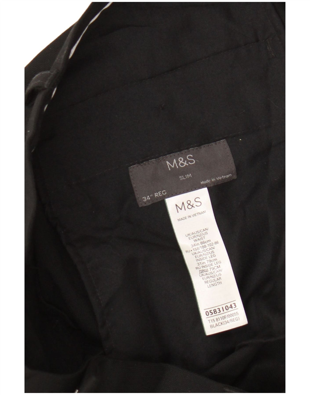 Мужские узкие брюки Marks & Spencer W34 L31, черный полиэстер