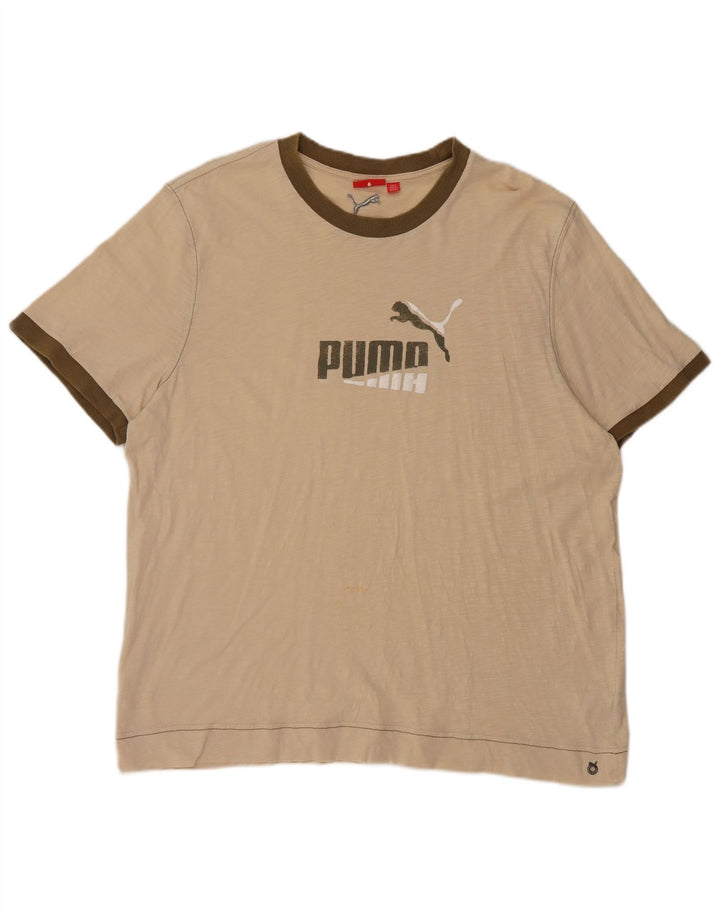 Мужская футболка с рисунком Puma 2XL, бежевый хлопок