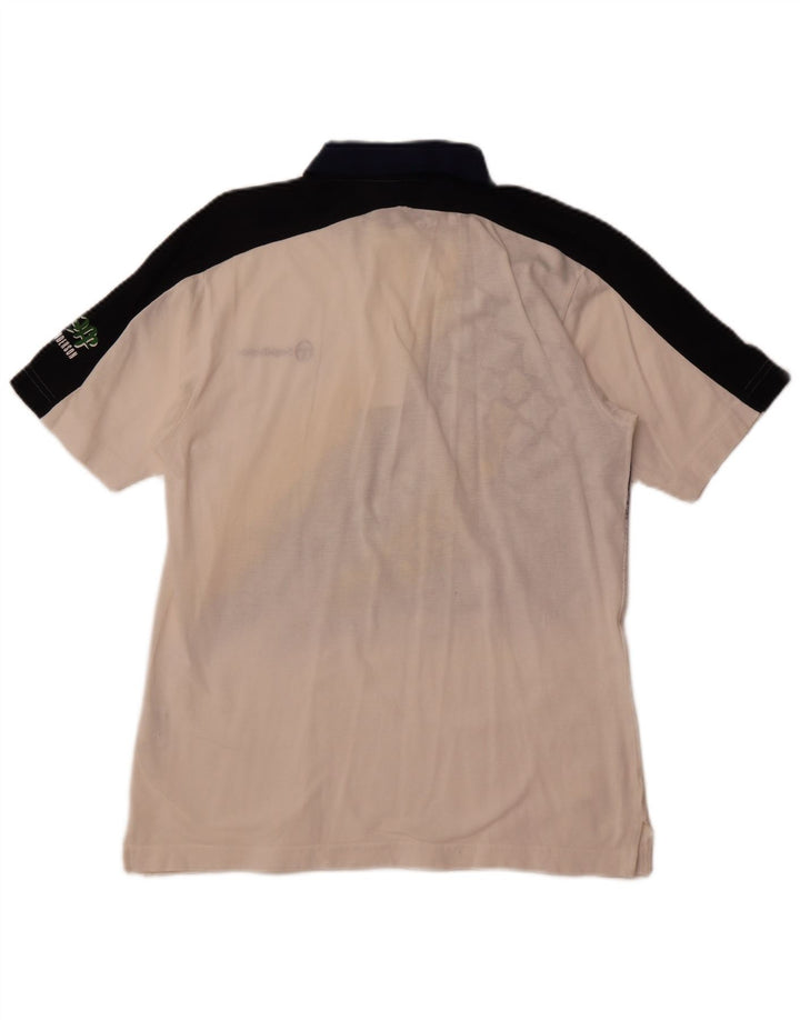 SERGIO TACCHINI Мужская рубашка-поло с графическим рисунком, маленькая белая, хлопок с цветными блоками