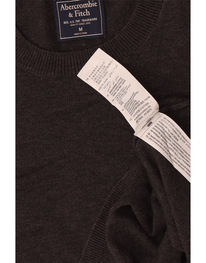 Мужской джемпер с круглым вырезом Abercrombie & Fitch, хлопковый свитер среднего серого цвета