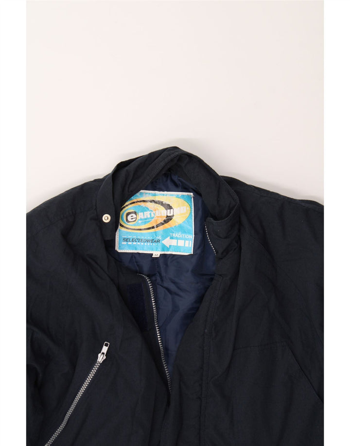 EARTHBOUND Mens Windbreaker Coat UK 38 Medium Navy Blue Nylon Vintage Earthbound and Second-Hand Earthbound from Messina Hembry 