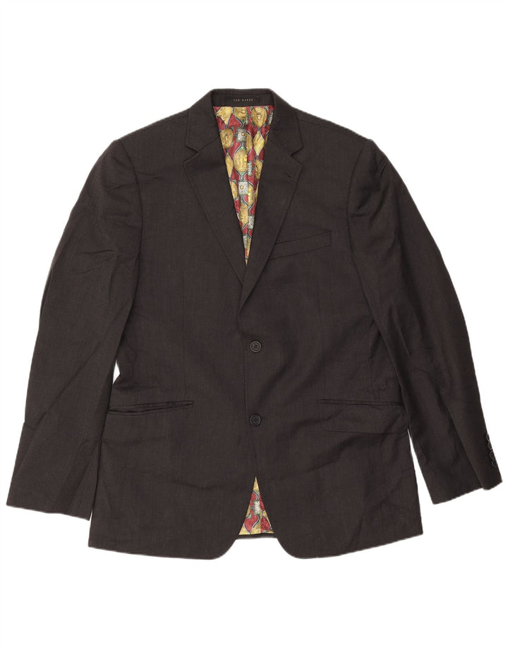 Мужской костюм-двойка с 2 пуговицами Ted Baker, Великобритания 40, большой W34 L31, серая шерсть