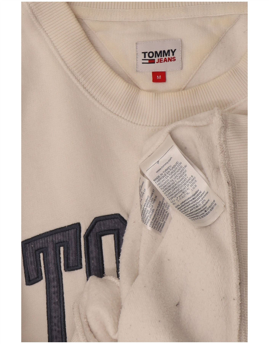 Мужской свитшот с рисунком Tommy Hilfiger, хлопковый джемпер среднего размера белого цвета