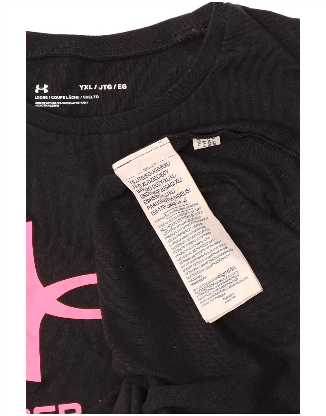 Футболка свободного кроя с рисунком для девочек UNDER ARMOR, топ 13–14 лет, размер XL, черный