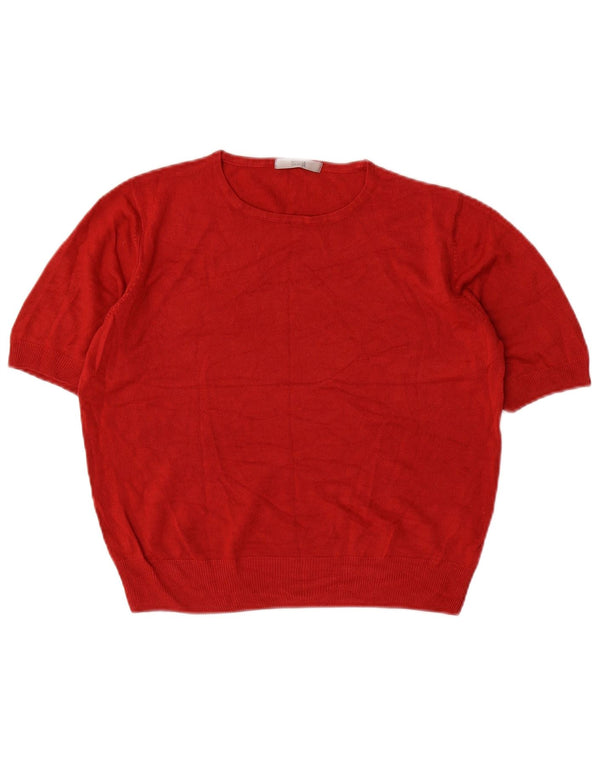 Marks & Spencer Womens Crop Crew Neck Jumper Sweater UK 14 Medium Red