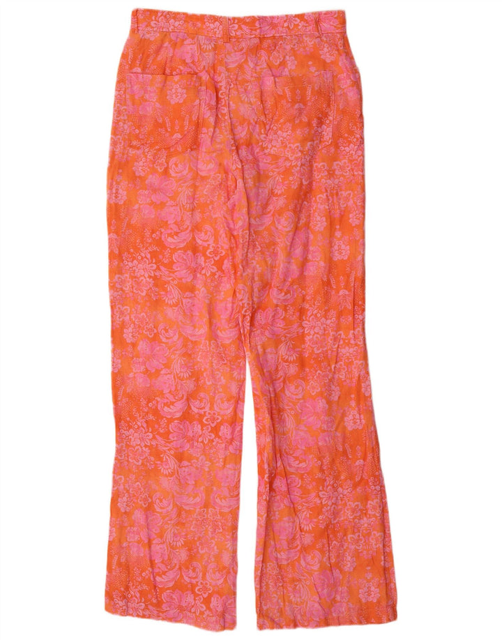 Женские повседневные широкие брюки Zara среднего размера W30 L32, оранжевые, хлопковые с цветочным принтом