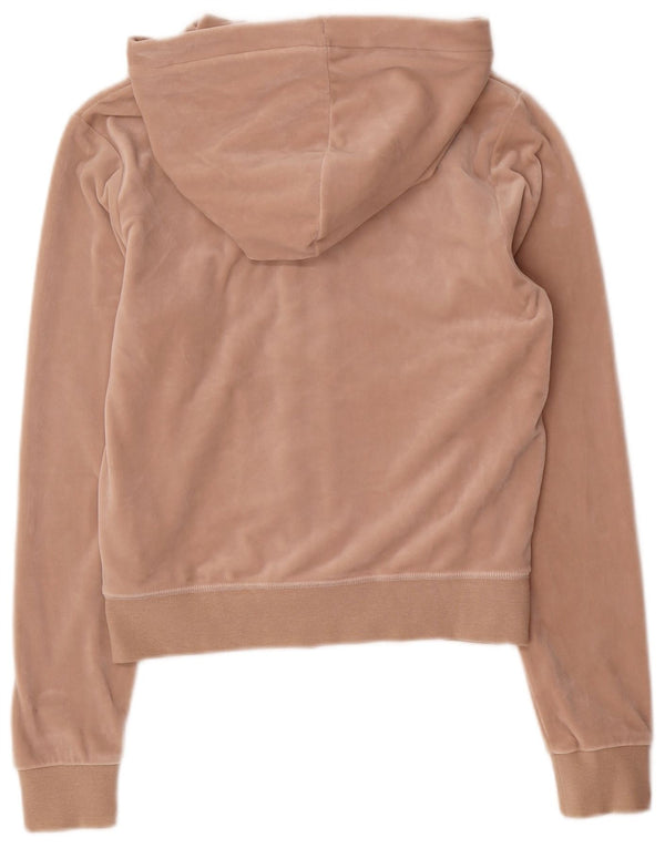 Женский велюровый свитер с капюшоном Juicy Couture UK 10, маленький, бежевый, полиэстер