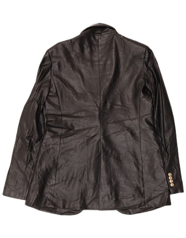 Женский пиджак из искусственной кожи на 1 пуговице Zara UK 14, средний черный