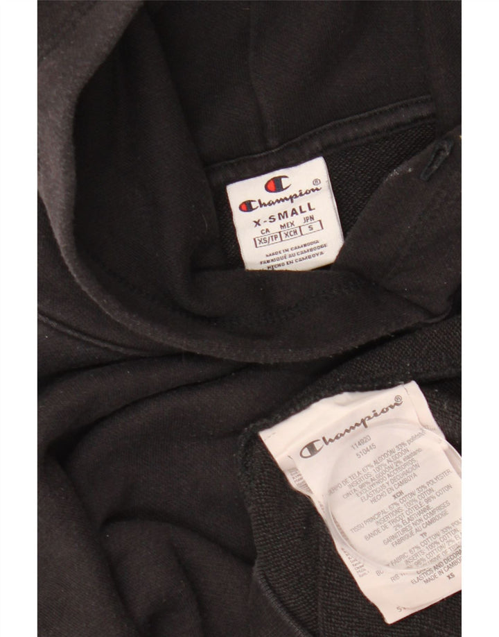Женский укороченный джемпер с капюшоном оверсайз CHAMPION UK 6 XS, черный хлопок