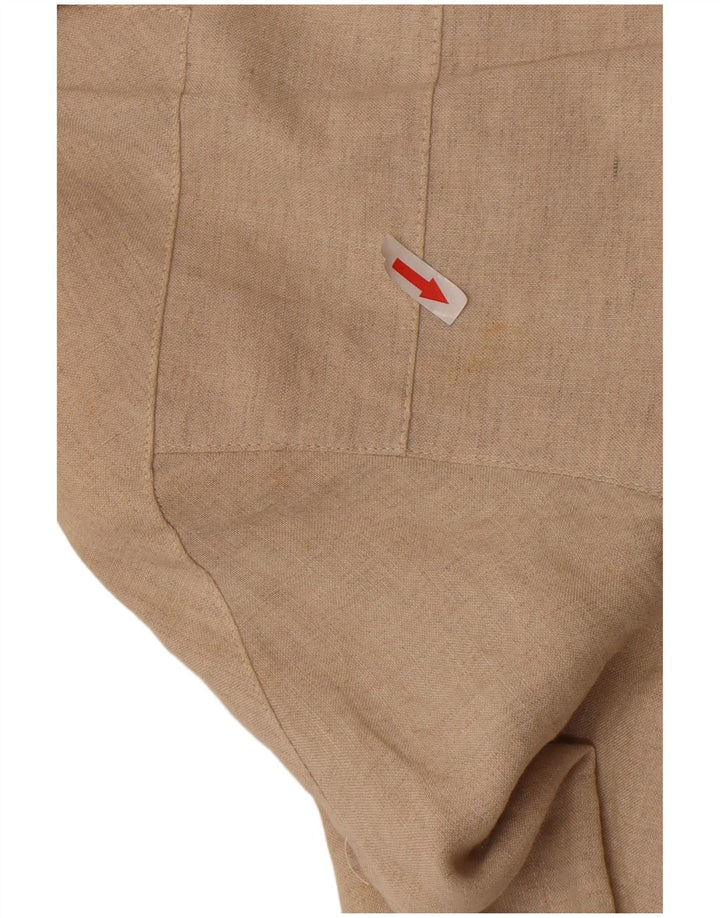 Винтажный женский бомбер оверсайз IT 34 2XS Бежевый лен