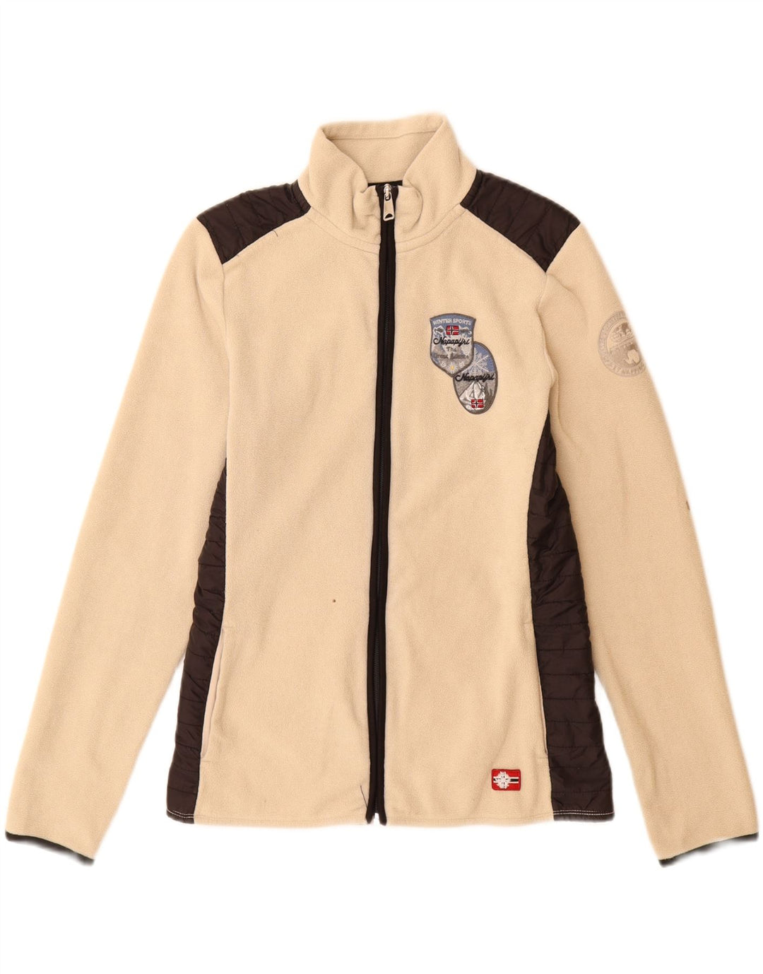 Женская флисовая куртка NAPAPIJRI UK 14, большой размер, бежевый полиэстер с цветными блоками