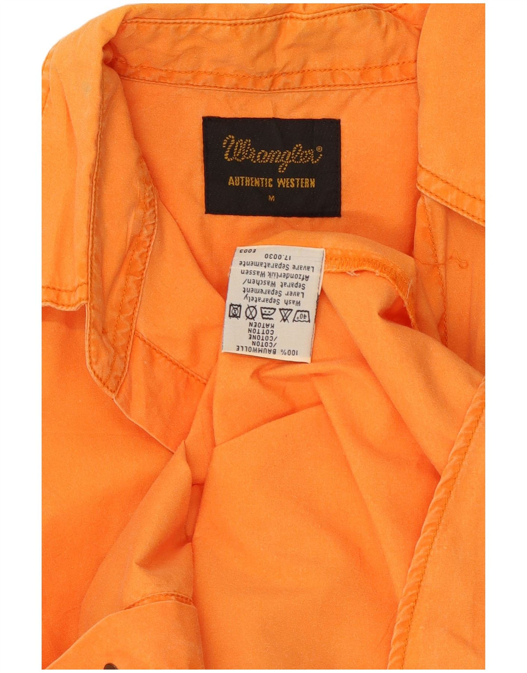 Мужская рубашка с коротким рукавом Wrangler из хлопка среднего оранжевого цвета