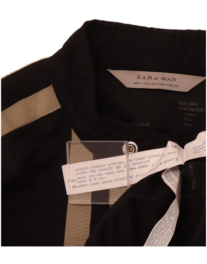 Мужская куртка-бомбер ZARA UK 38, хлопок среднего размера, черная полоска