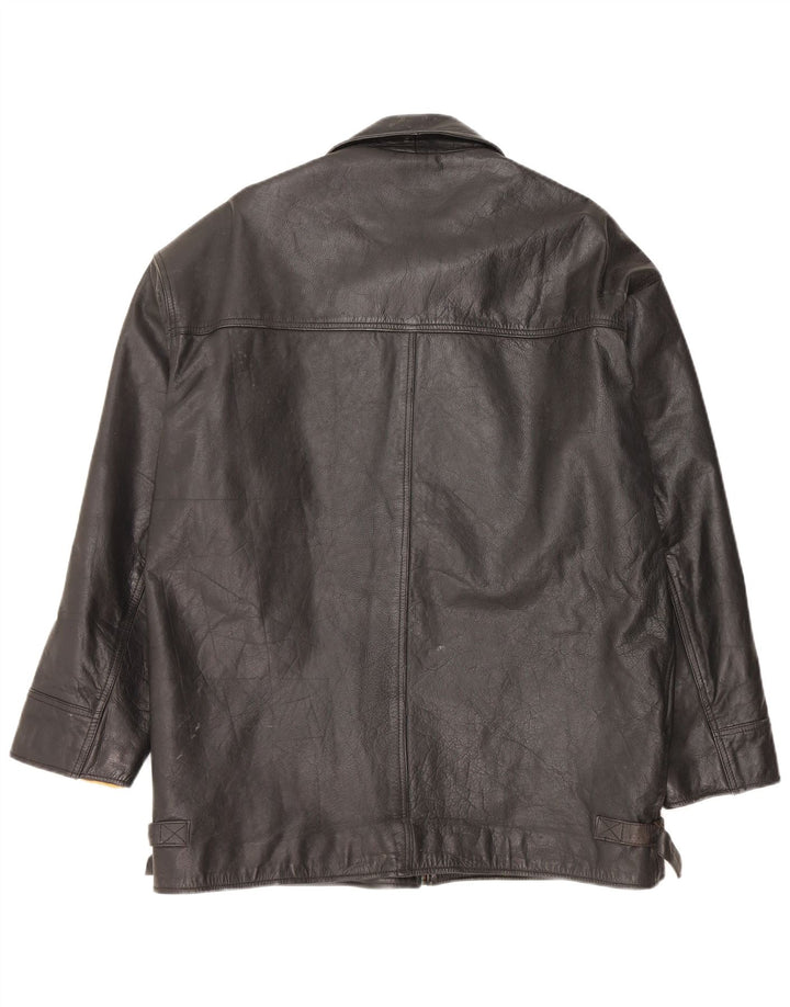 Винтажная мужская кожаная куртка UK 42 XL, черная кожа