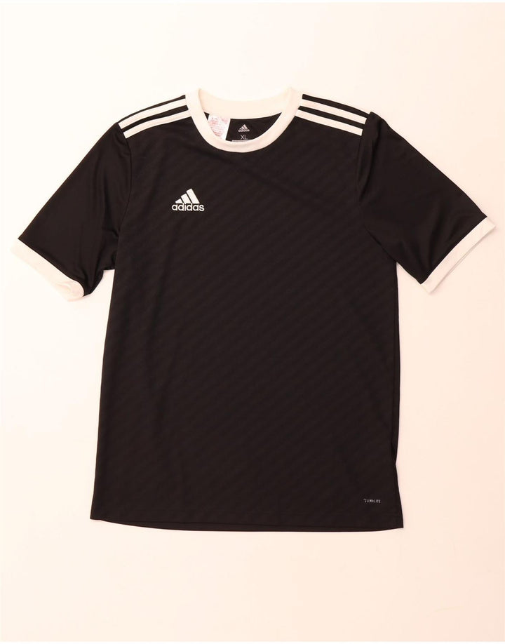 Футболка ADIDAS Climalite для мальчиков, топ 15–16 лет, XL, полиэстер в черную полоску