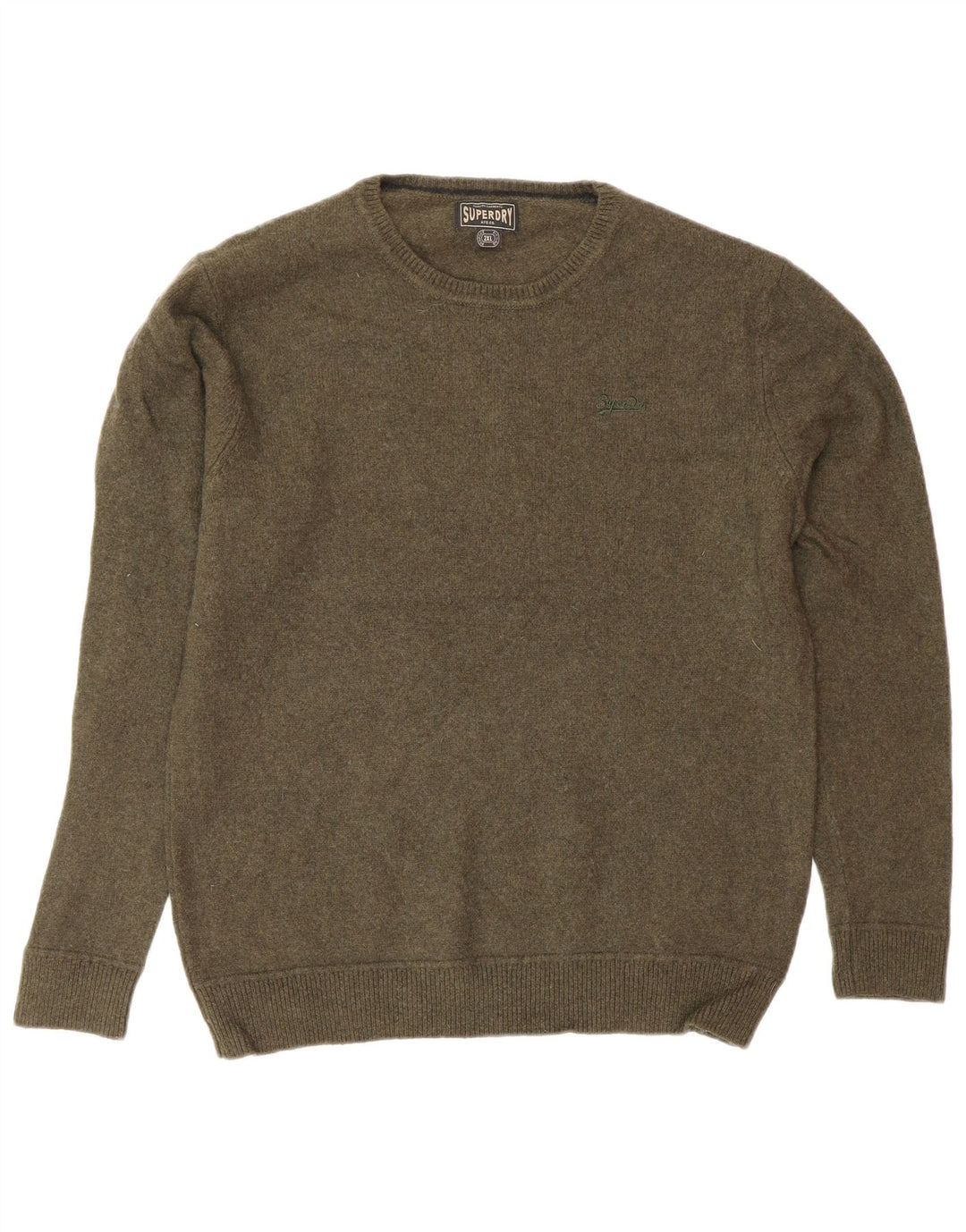 Женский свитер SUPERDRY с круглым вырезом UK 20 2XL, зеленая шерсть