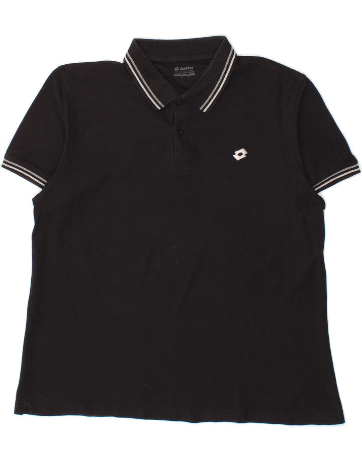 LOTTO Mens Polo Shirt XL Black Vintage Lotto and Second-Hand Lotto from Messina Hembry 
