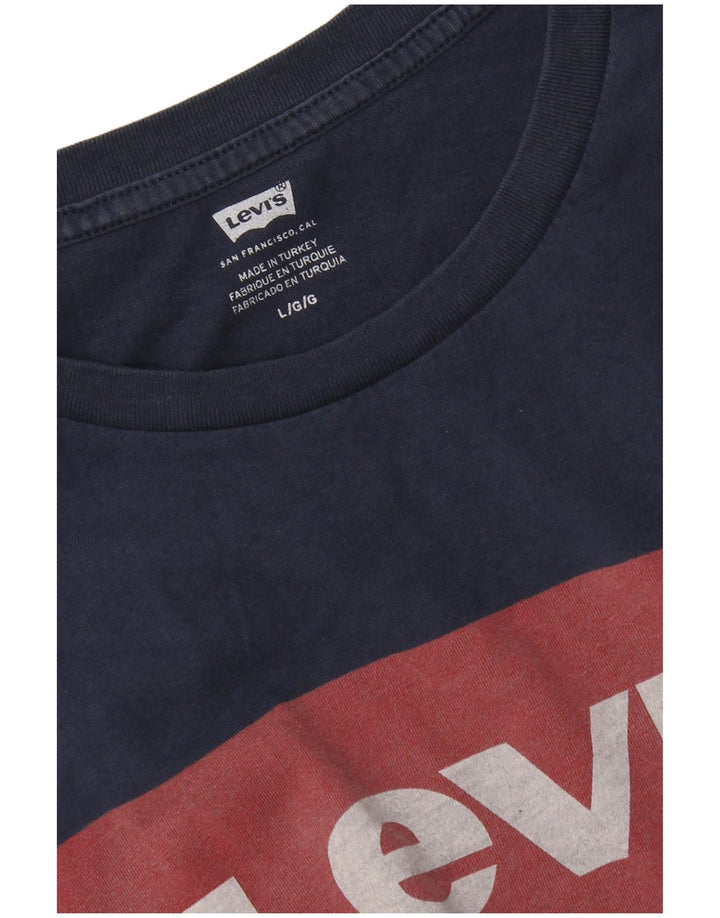 Мужская футболка с рисунком Levi's, большая, темно-синяя