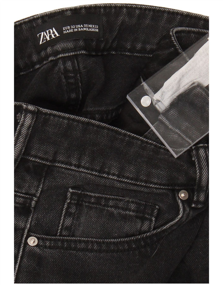 Женские укороченные широкие джинсы с высокой посадкой ZARA W22 L25, черный хлопок