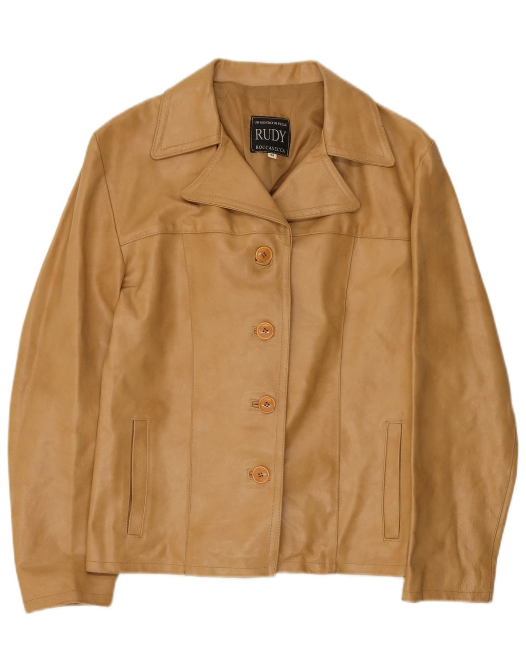 Винтажная женская кожаная куртка IT 44 Medium Beige Leather