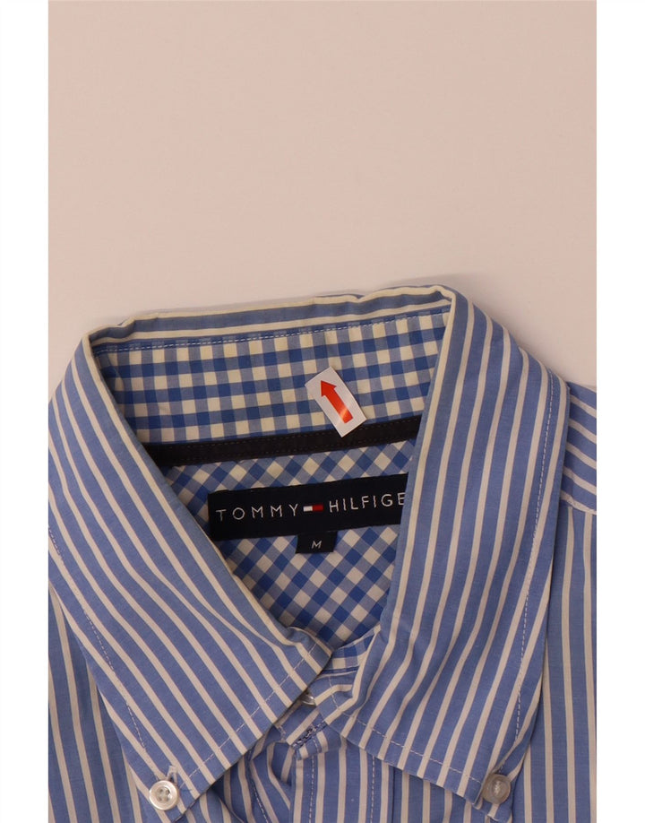 TOMMY HILFIGER Mens Shirt Medium Blue Striped Cotton