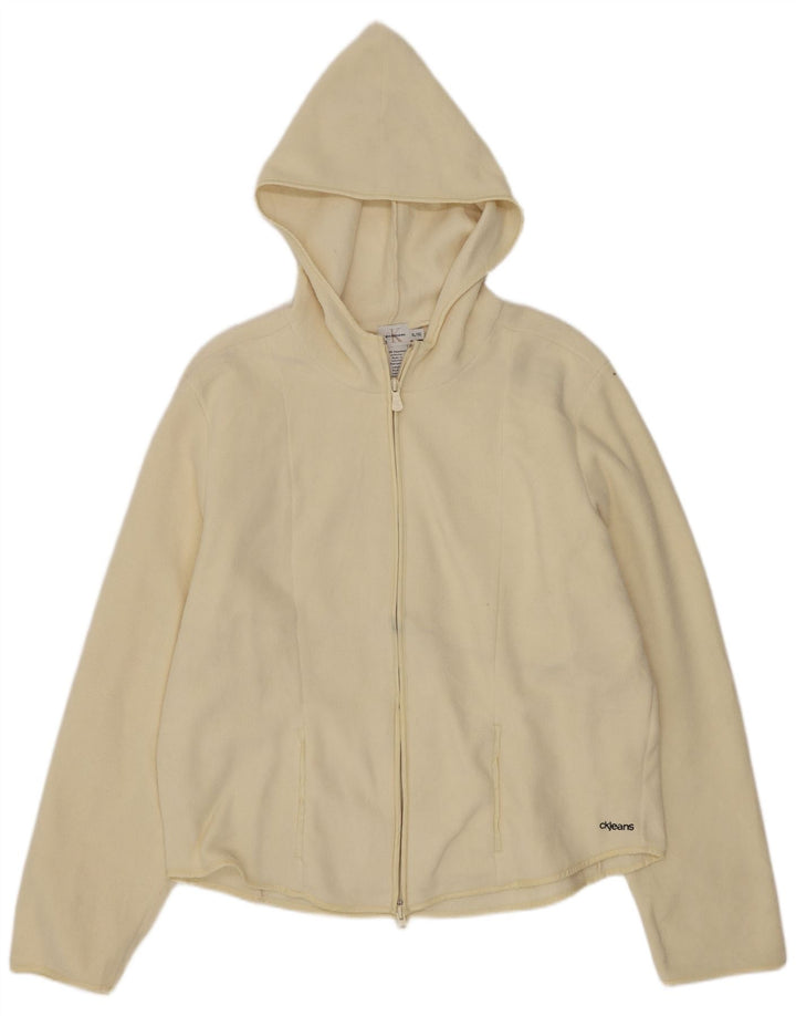 Женская флисовая куртка с капюшоном Calvin Klein Jeans UK 18 XL, белый полиэстер