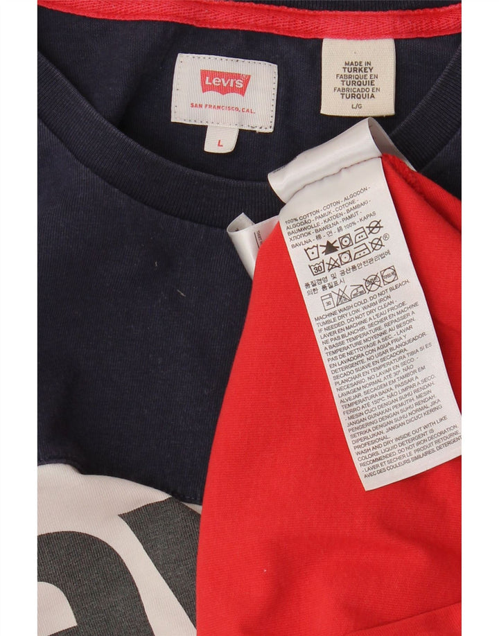 Мужская футболка с рисунком LEVI'S, большой красный хлопок с цветными блоками