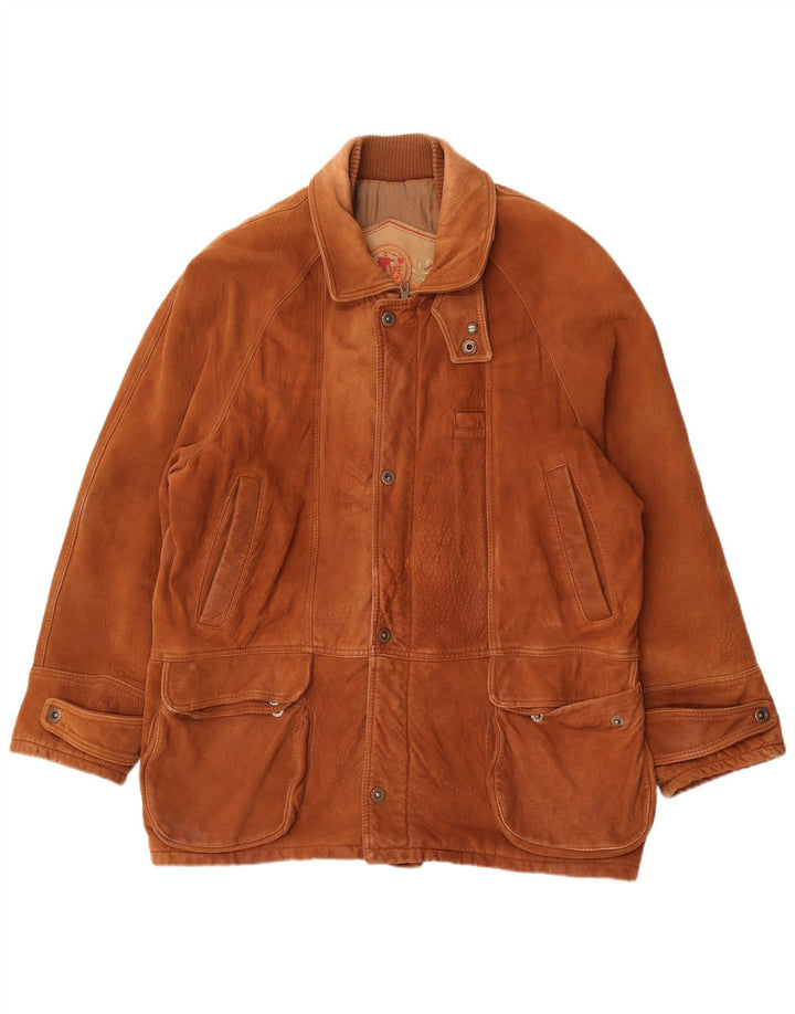 Мужская кожаная куртка Essebi UK 40, большая коричневая кожа