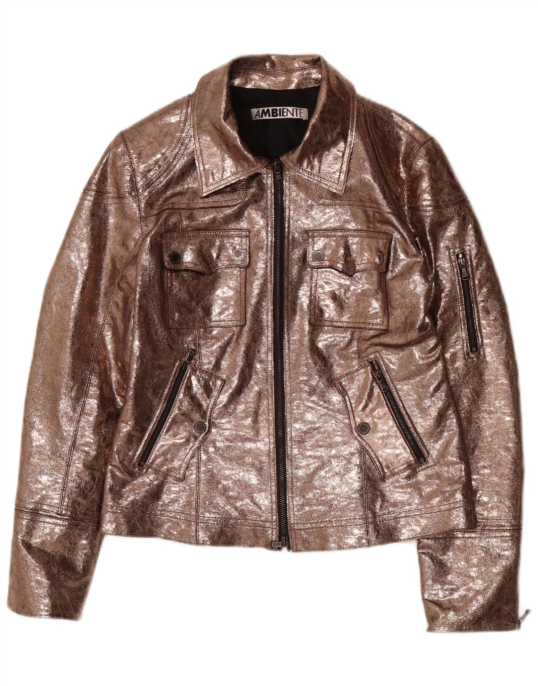 Женская куртка из искусственной кожи AMBIENTE UK 14, большая, коричневая, полиэстер